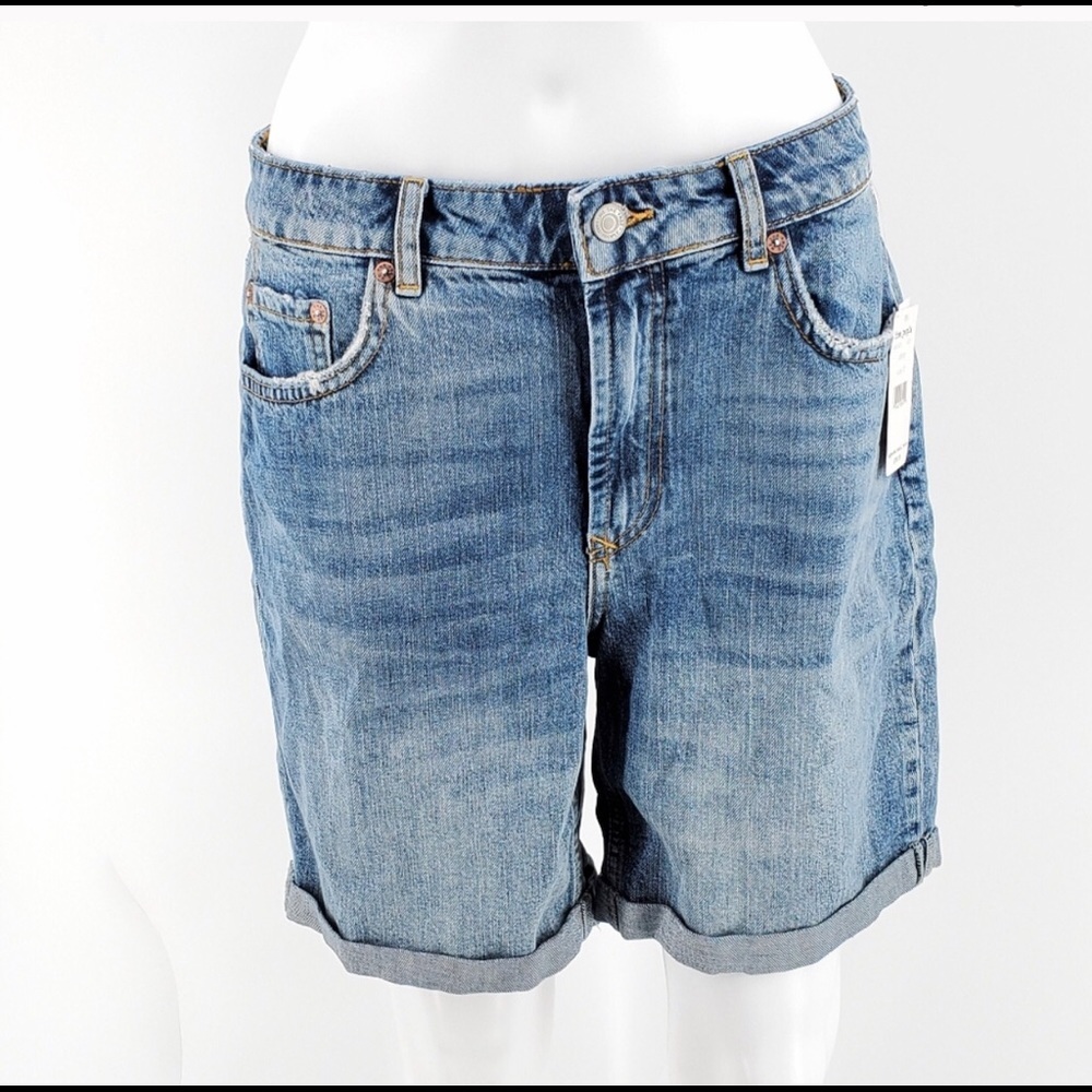 Free People Women's Denim Rolled-Hem Shorts - Light Blue